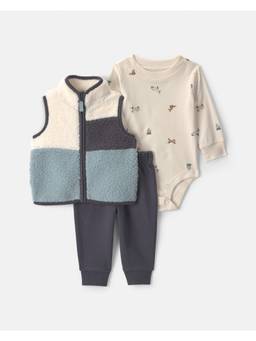 Carter's - Baby Boy Fox Teddy Fleece Layering Jacket Onesies And Joggers