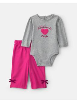 Carter's - Baby Girl 'Little Sweethearts Club' Long Sleeve Onesies And Pants