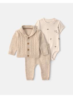 Carter's - Baby Boy Cotton Layering Cardigan, Onesies And Pant