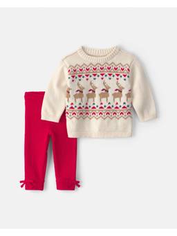 Carter's - Baby Girl Reindeer Fair Isle Long Sleeve Sweater And Pant