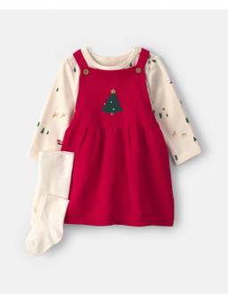 Carter's - Baby Girl Christmas Tree Long Sleeve Dress Top With Socks
