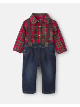 Carter's - Baby Boy Denim Long Sleeve Onesies Pant With Spenders