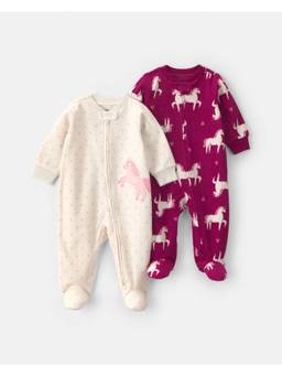 Carter's - Infant Girls Unicorn Fleece 2-Way Zip Sleepsuit (Pack Of 2)