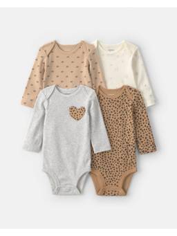 Carter's - Infant Girls Printed Long-Sleeve Onesies (Pack Of 4)