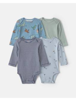 Carter's - Infant Boys Dinosaur Long-Sleeve Onesies (Pack Of 4)