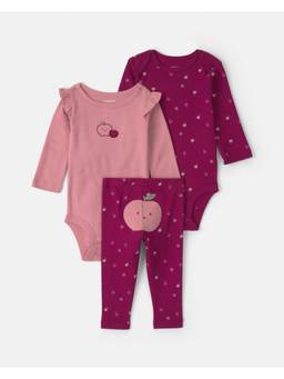 Carter's - Baby Girl Apple Long Sleeve Onesies And Pants