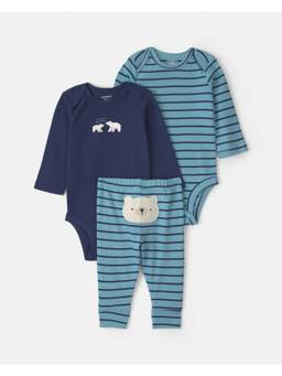 Carter's - Infant Boys Polar Bear Striped Onesies And Pants