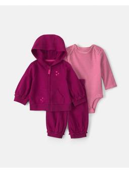 Carter's - Infant Girls Heart French Terry Jacket Onesies And Joggers