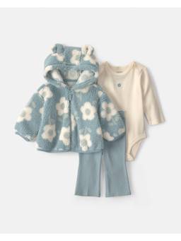 Carter's - Infant Girls Floral Teddy Fleece Jacket Onesies And Joggers