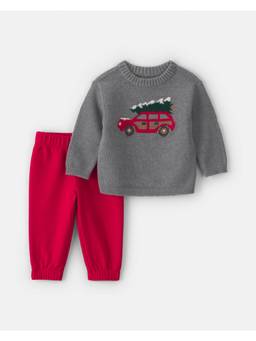 Carter's - Baby Boy Christmas Tree Car Sweater And Joggers