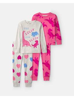 Carter's - Toddler Girl 4 Piece Dino Heart T-Shirt And Pyjama (Pack Of 2)