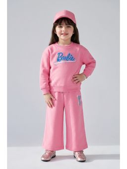 TINY GIRL - Barbie Cotton Full Sleeves Graphic Printed Co-Ord Set- Pink