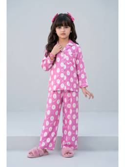 TINY GIRL - Barbie Full Sleeves Shirt And Pyjama- Pink