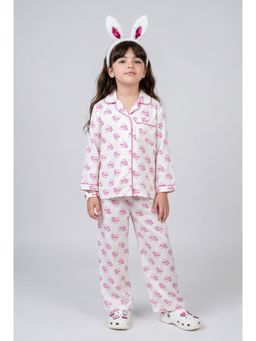 TINY GIRL - Barbie Full Sleeves Shirt And Pyjama- White