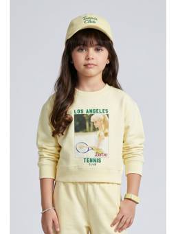TINY GIRL - Barbie Cotton Full Sleeves Graphic Printed Sweatshirt- Yellow