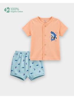 Carter's - Baby Boy Orange Cotton Sea Print Shirt And Shorts