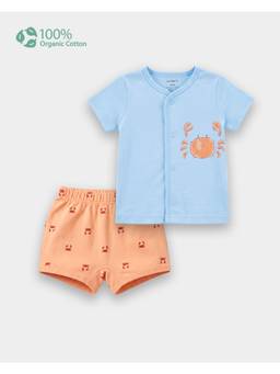 Carter's - Baby Boy Blue Cotton Crab Print Shirt And Shorts