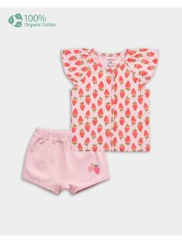 Carter's - Baby Girl Pink Cotton Strawberry Print Shirt And Shorts