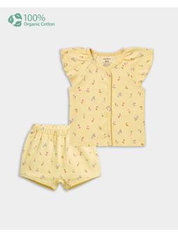 Carter's - Baby Girl Yellow Cotton Floral Print Shirt And Shorts