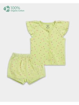 Carter's - Baby Girl Green Cotton Cupcake Print Shirt And Shorts