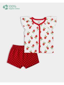 Carter's - Baby Girl White Cotton Floral Print Shirt And Shorts