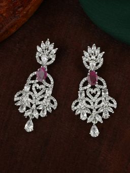 Estele - Rhodium Plated CZ Sparkling Earrings for Women