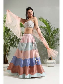 PRITI SAHNI DESIGNS - Multicolour Lehenga with Blouse and Dupatta (Set of 3)