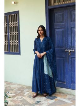 Vaayu - Blue Anarkali with Dupatta (Set of 2)