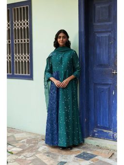 Vaayu - Emerald Green Printed Anarkali with Dupatta (Set of 2)