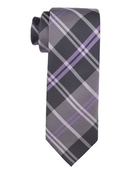 The Tie Hub - Douglas Black on Purple Plaid Microfiber Necktie