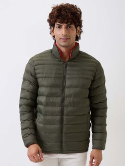 Spykar - Men Green Full Sleeves Straight Fit Puffer Jacket