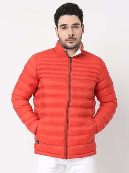 Spykar - Men Orange Puffer Jacket