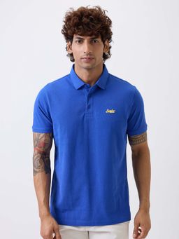 Spykar - Men Blue Half Sleeves Slim Fit Polo T-Shirt