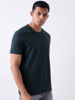 Spykar - Men Green Half Sleeves Slim Fit T-Shirt