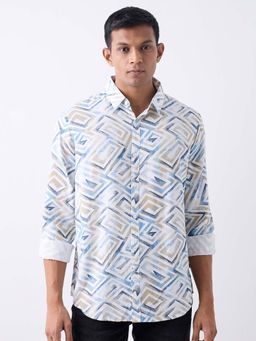 Spykar - Men White Full Sleeves Slim Fit Shirt