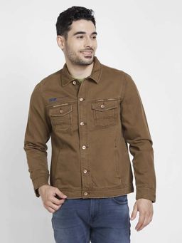 Spykar - Men American Khaki Cotton Regular Fit Denim Jacket