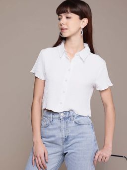 Freehand - White Textured Regular Fit Shirt