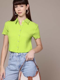 Freehand - Green Textured Regular Fit Shirt