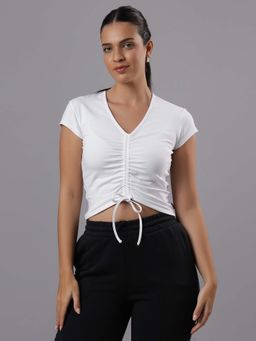 Converse - Female Drawstring Ruched Short Sleeve Crop Top