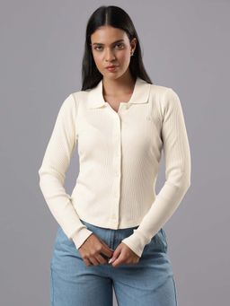 Converse - Women Slim Button Up Ls Polo Shirt