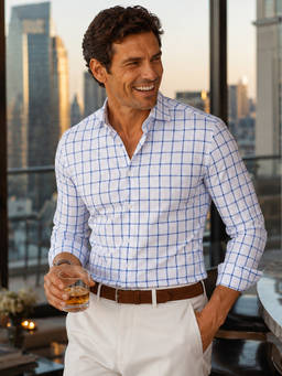 CLUBHAVANA - Navy Blue Checks Collar Neck Shirt