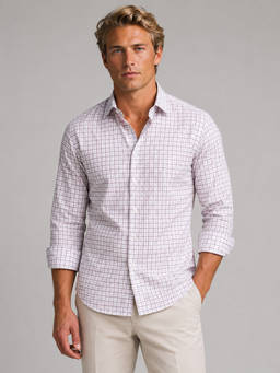 CLUBHAVANA - Burgundy Checks Collar Neck Shirt