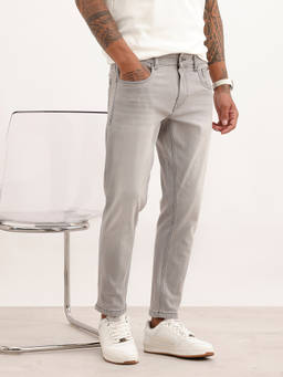 WROGN - Grey Solid/Plain Light Fade Jeans
