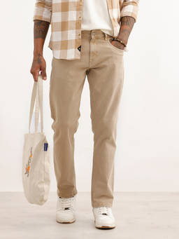 WROGN - Beige Solid/Plain No Fade Jeans