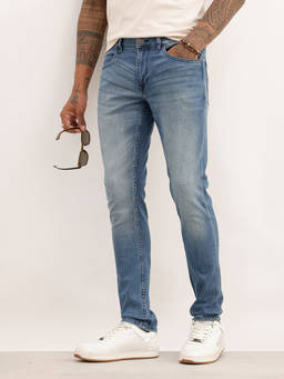 WROGN - Blue Solid/Plain Light Fade Jeans