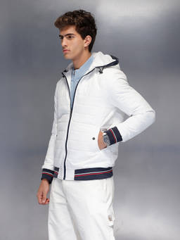 WROGN - White Solid/Plain Hooded Puffer Jacket