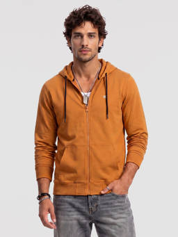 WROGN - Mustard Solid/Plain Hooded Bomber Sweatshirt