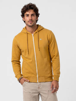 WROGN - Mustard Solid/Plain Hooded Bomber Sweatshirt