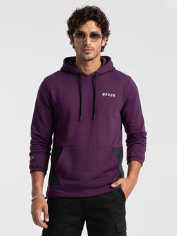 WROGN - Purple Solid/Plain Hooded Sweatshirt