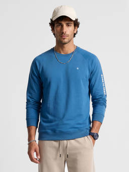 WROGN - Blue Solid/Plain Crew Neck Sweatshirt